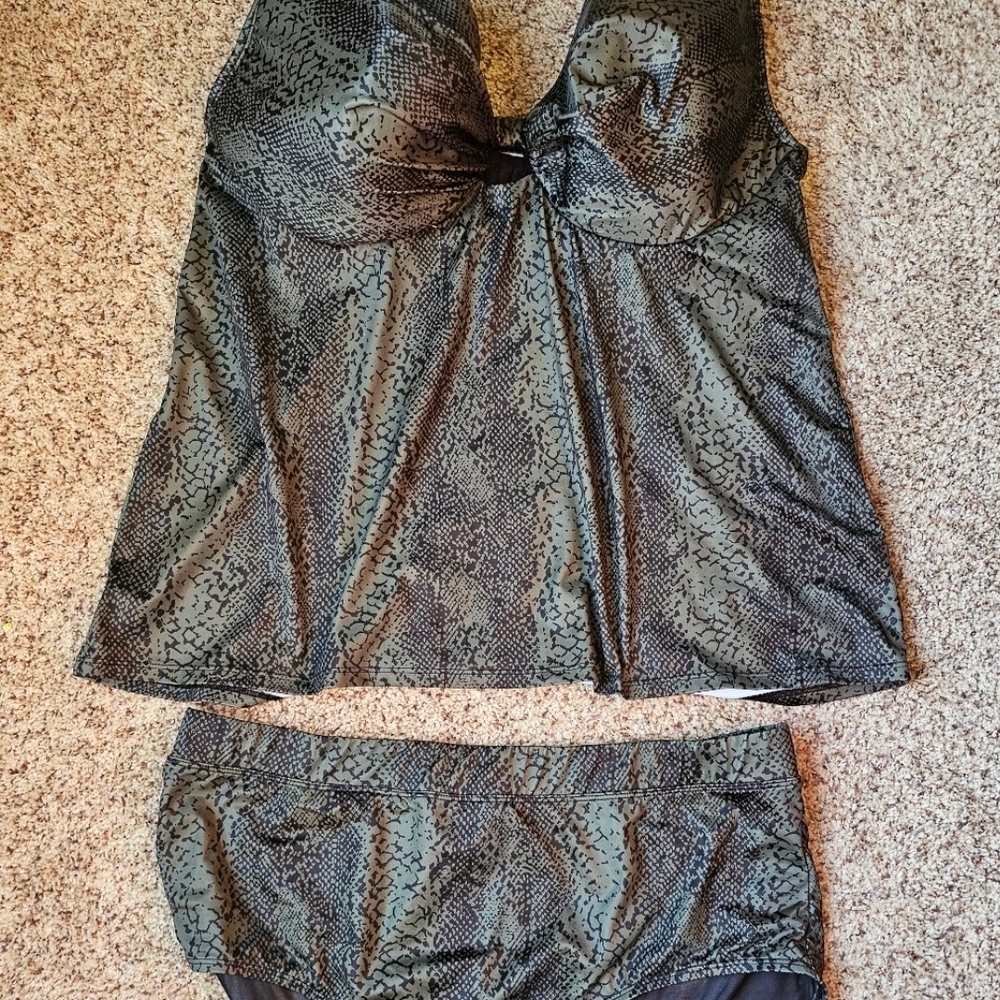 Lane Bryant Snake Print Bikini - Black and Gray